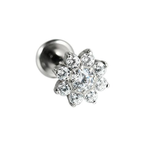 Titanium Steel  Earring Flower plated fashion jewelry & micro pave cubic zirconia Sold By Bag