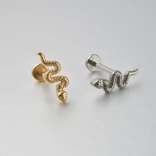 Titanium Steel  Earring, Snake, plated, fashion jewelry, more colors for choice, 11.50mm, 2PCs/Bag, Sold By Bag