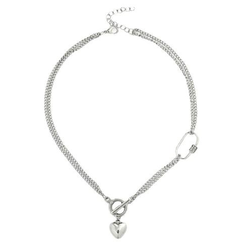 Collar de Aleación de Zinc, con 4.5cm extender cadena, chapado en color de plata, Joyería, plateado, libre de níquel, plomo & cadmio, longitud:37 cm, Vendido por UD