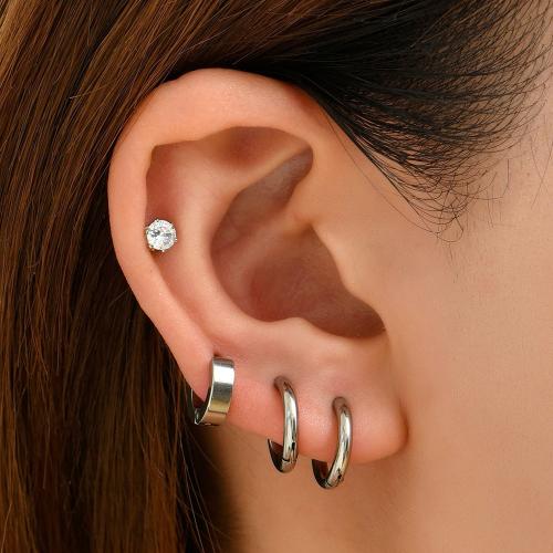 Zinc Alloy Stud Earring silver color plated fashion jewelry & with rhinestone silver color nickel lead & cadmium free Sold By Set