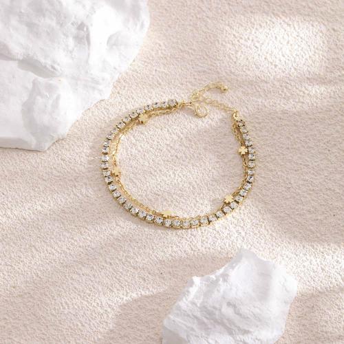 Tibetan Style Anklet, with Plastic Pearl, gold color plated, fashion jewelry & different designs for choice & with rhinestone, more colors for choice, nickel, lead & cadmium free, Sold By PC