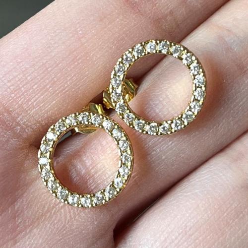 Boucles d'oreilles en laiton zircon cubique pavent, Placage, bijoux de mode & pavé de micro zircon, plus de couleurs à choisir, protéger l'environnement, sans nickel, plomb et cadmium, 13mm, Vendu par paire