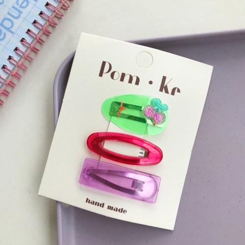 Hair Snap Clips Zinc Alloy with Plastic handmade Girl Sold By Set