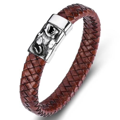 PU Leather Cord Bracelets, 304 Stainless Steel, with PU Leather, handmade, Unisex & different size for choice & different styles for choice, more colors for choice, Sold By PC