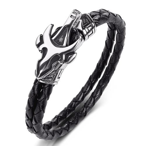 PU cavo bracciali, 304 acciaio inox, with PU, fatto a mano, unisex & formato differente per scelta, nessuno, Venduto da PC