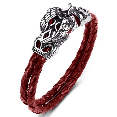 PU Leather Cord Bracelets 304 Stainless Steel with PU Leather handmade Unisex Sold By PC