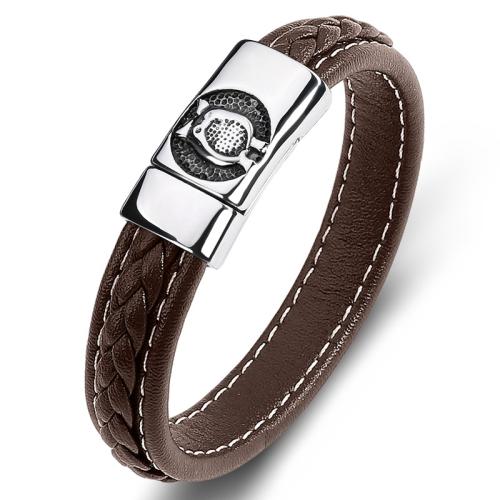 PU Leather Cord Bracelets 304 Stainless Steel with PU Leather handmade Unisex  Sold By PC