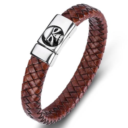 PU Leather Cord Bracelets, 304 Stainless Steel, with PU Leather, handmade, Unisex & different size for choice & different styles for choice, more colors for choice, Sold By PC