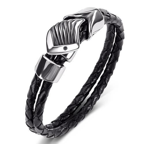 PU Leather Cord Bracelets 304 Stainless Steel with PU Leather handmade Unisex Sold By PC