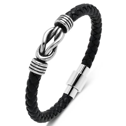 PU Leather Cord Bracelets 304 Stainless Steel with PU Leather handmade Unisex Sold By PC