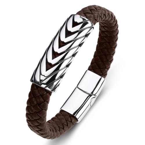 PU Leather Cord Bracelets 304 Stainless Steel with PU Leather handmade Unisex Sold By PC