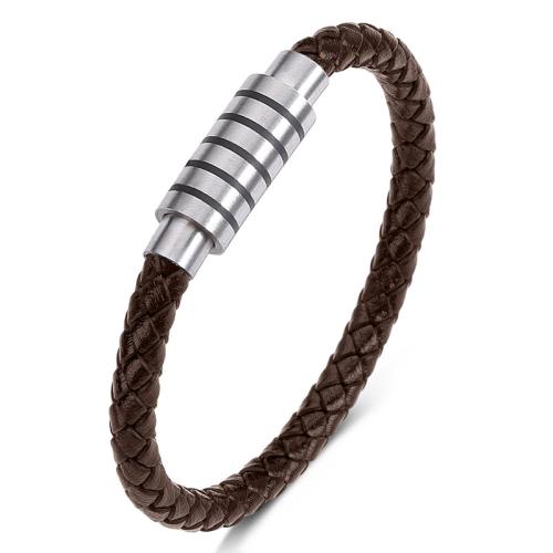 PU Leather Cord Bracelets, 304 Stainless Steel, with PU Leather, handmade, Unisex & different size for choice & different styles for choice, more colors for choice, Sold By PC