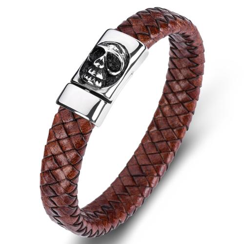 PU Leather Cord Bracelets, 304 Stainless Steel, with PU Leather, handmade, Unisex & different size for choice & different styles for choice, more colors for choice, Sold By PC