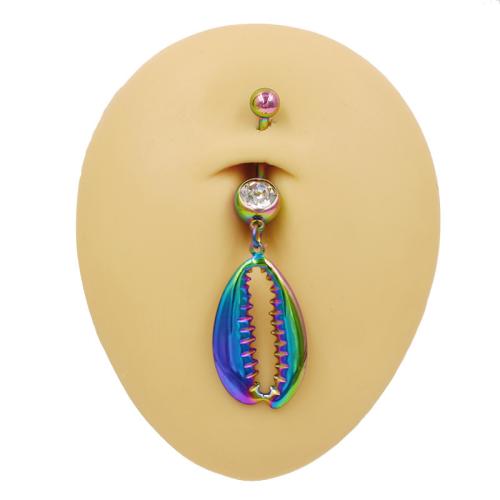 Tibetan Style Belly Ring, Unisex & different styles for choice & micro pave cubic zirconia, multi-colored, Sold By PC