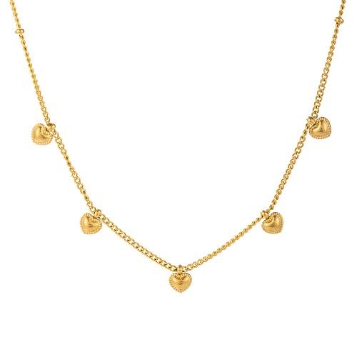 Collier d'acier titane, Placage, styles différents pour le choix & pavé de micro zircon & pour femme, doré, Vendu par PC