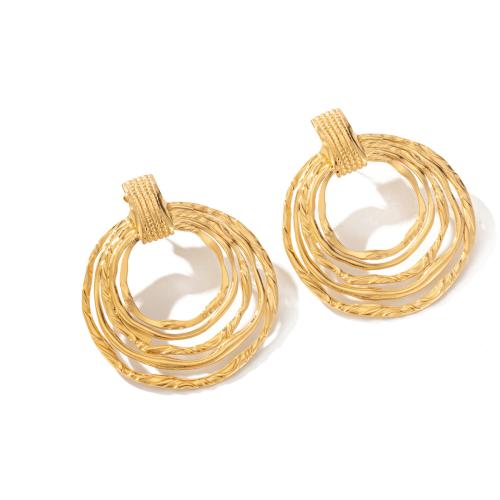 Boucle d'oreille Acier Titane, Placage, pour femme, doré, Vendu par paire