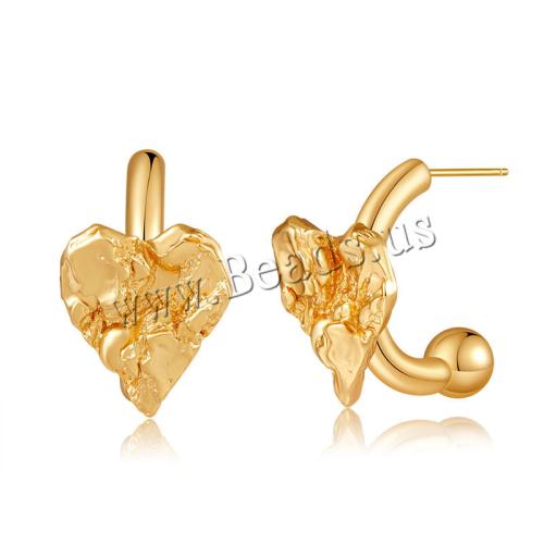 Brass Stud Earring, plated, for woman, golden, Sold By Pair