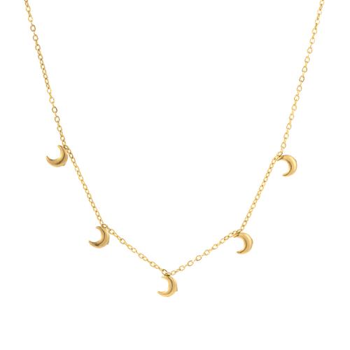 Collar de Acero Titanio, Partículas de acero, chapado, diferentes estilos para la opción & micro arcilla de zirconia cúbica & para mujer, dorado, Vendido por UD