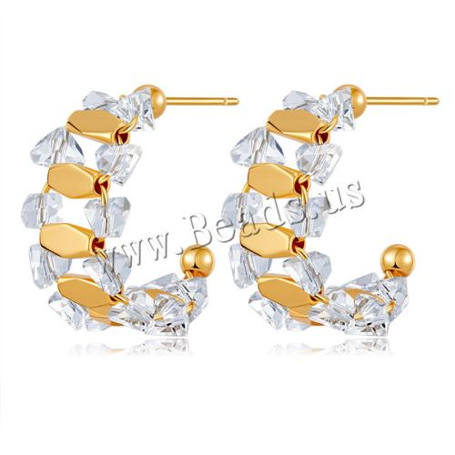 Cubic Zirconia Micro Pave Brass Earring, micro pave cubic zirconia & for woman, golden, Sold By Pair