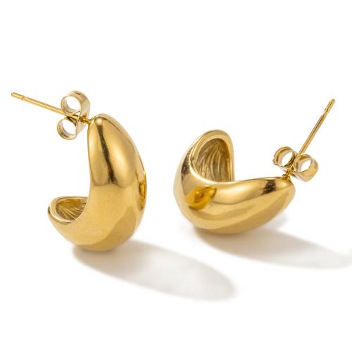 Titanium Steel  Earring plated & for woman golden Sold By Pair