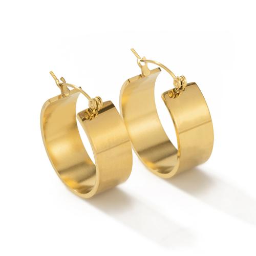 Titanium Steel  Earring plated & for woman golden Sold By Pair