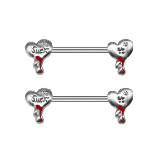 304 Stainless Steel nipple ring, plated, Unisex & enamel & with rhinestone, more colors for choice, Sold By PC