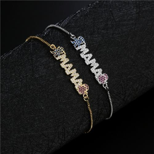 Bracelet cubique en laiton zircon pavent, Placage, pavé de micro zircon & pour femme, plus de couleurs à choisir, protéger l'environnement, sans nickel, plomb et cadmium, Vendu par PC