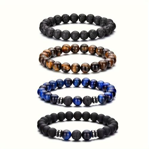 Gemstone Bracelets with Obsidian & Elastic Thread & Agate  & for woman Length 19 cm Sold By PC