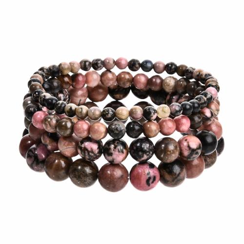 Bracelets de pierres précieuses, rhodonite, normes différentes pour le choix & pour le couple, plus de couleurs à choisir, Longueur:19 cm, Vendu par PC