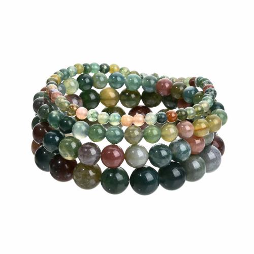 Agate Jewelry Bracelet, Indian Agate, with Elastic Thread, Unisex & different size for choice, more colors for choice, Length:19 cm, Sold By PC