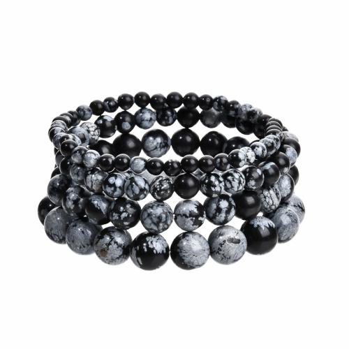 Gemstone karkötő, Snowflake Obsidian, egynemű & különböző méretű a választás, több színt a választás, Hossz 19 cm, Által értékesített PC