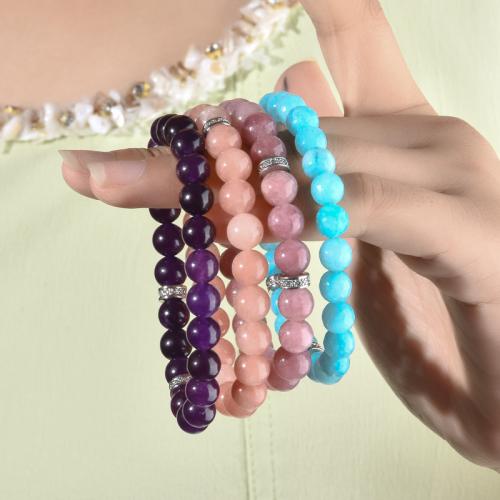 Gemstone Bracelets, with Natural Stone, different materials for choice & for woman, more colors for choice, Sold By PC