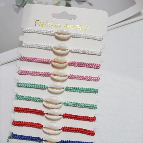 Shell Jewelry Bracelet, with Polyamide & Copper Coated Plastic, Unisex, mixed colors, Length:18-26 cm, Sold By Set