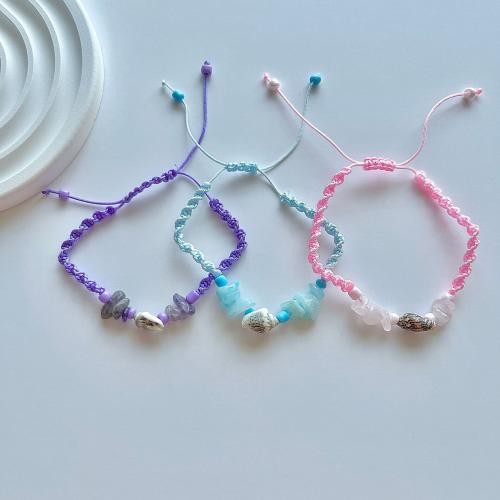 Bracelets de pierres précieuses, avec Nylon polypropylène & Chips de pierres précieuses & plastique revêtu de cuivre, unisexe, couleurs mélangées, Longueur:18-26 cm, Vendu par fixé