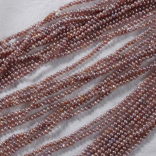 Brambor pěstované sladkovodní perle, Sladkovodní Pearl, DIY, nachový, 2.5-3mm, Prodáno za Cca 36 cm Strand