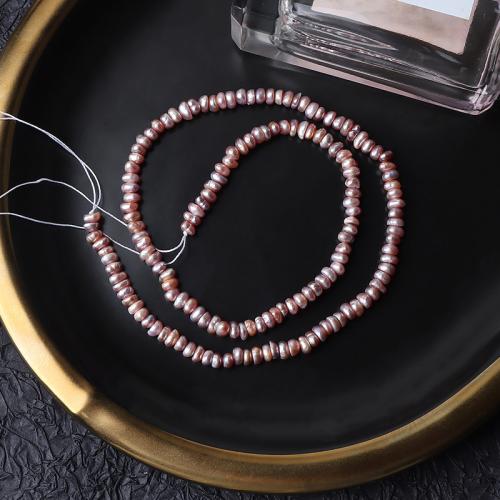 Natural Freshwater Pearl Loose Beads Flat Round DIY purple 3-4mm Sold Per Approx 36 cm Strand