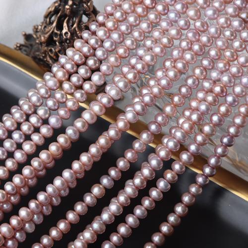 Natural Freshwater Pearl Loose Beads Flat Round DIY purple 5.5-6mm Sold Per Approx 37 cm Strand