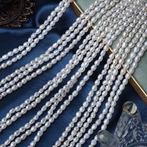 Cultured Rice Freshwater Pearl Beads, DIY, white, 3-3.5mm, Sold Per Approx 36 cm Strand