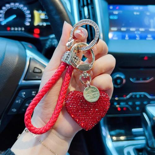 Bag Purse Charms Keyrings Keychains, Tibetan Style, with Clay, multifunctional & for woman & with rhinestone, more colors for choice, 125mm, Sold By PC