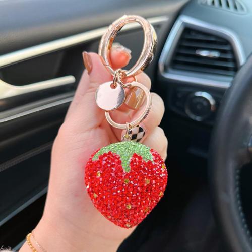 Bag Purse Charms Keyrings Keychains Zinc Alloy with Clay multifunctional & for woman & with rhinestone 125mm Sold By PC