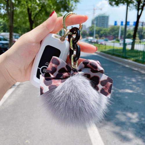 Bag Purse Charms Keyrings Keychains, Tibetan Style, with Fox Hair, multifunctional & for woman, more colors for choice, 150mm, Sold By PC