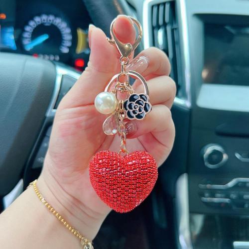 Bag Purse Charms Keyrings Keychains, Tibetan Style, multifunctional & for woman & with rhinestone, more colors for choice, 125x40mm, Sold By PC