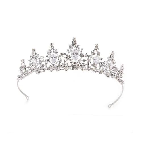 Tiaras, aleación de zinc, Joyería & para mujer & con diamantes de imitación, plateado, Vendido por UD