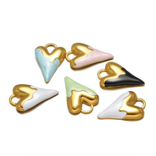 Stainless Steel Heart Pendants, 304 Stainless Steel, DIY & enamel, more colors for choice, 17x25mm, 5PCs/Bag, Sold By Bag