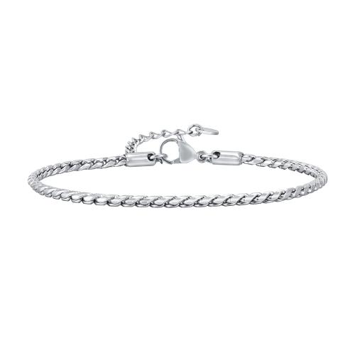 Bijoux bracelet en acier inoxydable, Acier inoxydable 304, avec 5cm chaînes de rallonge, bijoux de mode & pour homme, argent, 2.50mm, Longueur:Environ 18 cm, Vendu par PC