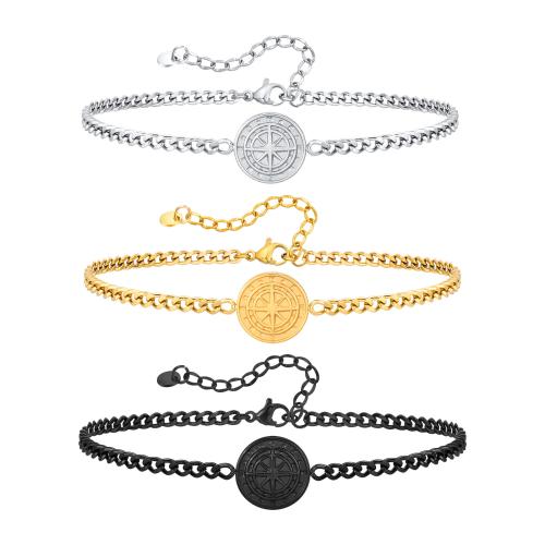 Stainless Steel Jewelry Bracelet, 304 Stainless Steel, with 5cm extender chain, Round, fashion jewelry & for man, more colors for choice, 12mm, Length:Approx 18 cm, Sold By PC