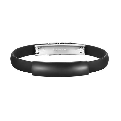 Bracelets en silicone, avec Acier inoxydable 304, bijoux de mode & pour homme, noire, Longueur:Environ 18 cm, Vendu par PC