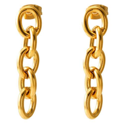 Stainless Steel Drop Earring 304 Stainless Steel 18K gold plated fashion jewelry & for woman golden 33mm Sold By Pair