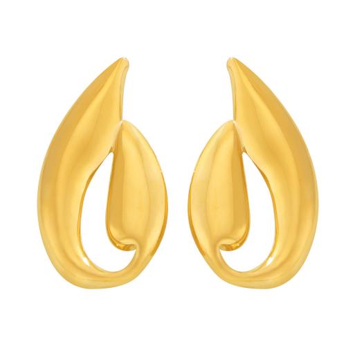 Titanium Steel  Earring, 18K gold plated, fashion jewelry & for woman, golden, 54x28mm, Sold By Pair