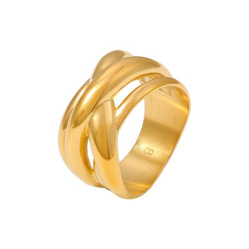 Titanium Steel Finger Ring 18K gold plated fashion jewelry & for woman golden Sold By PC